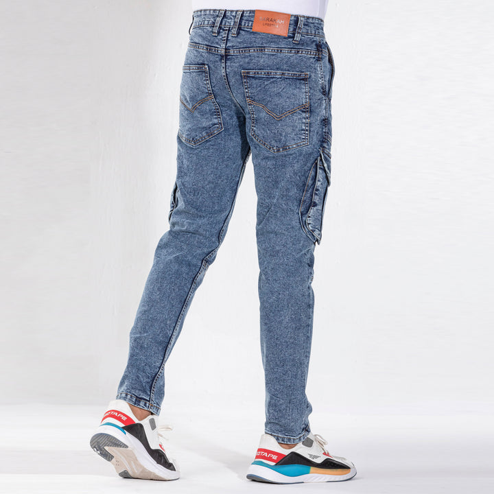 Mens Premium Denim Cargo - Mid Blue