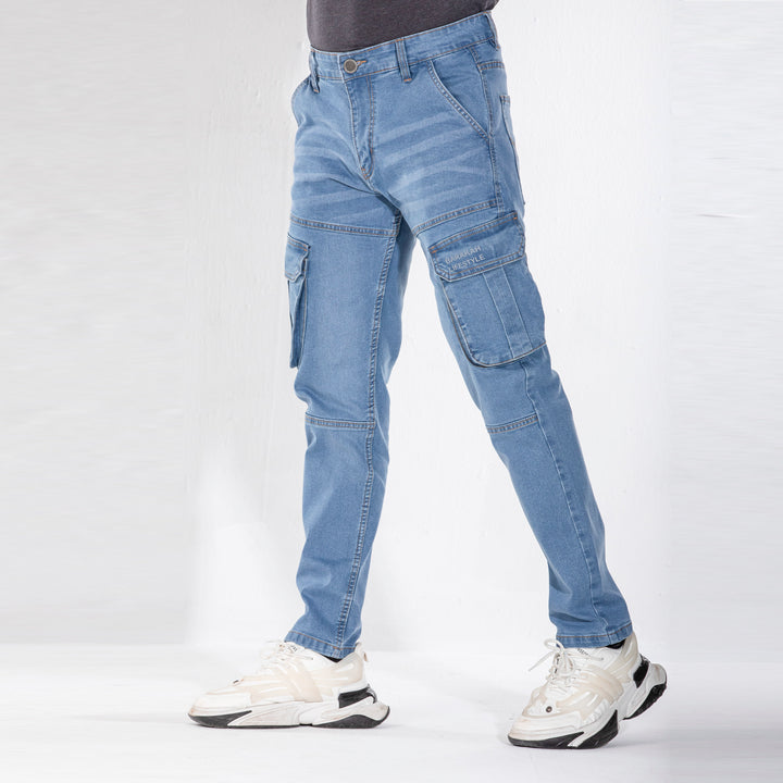 Mens Premium Denim Cargo - Light Blue