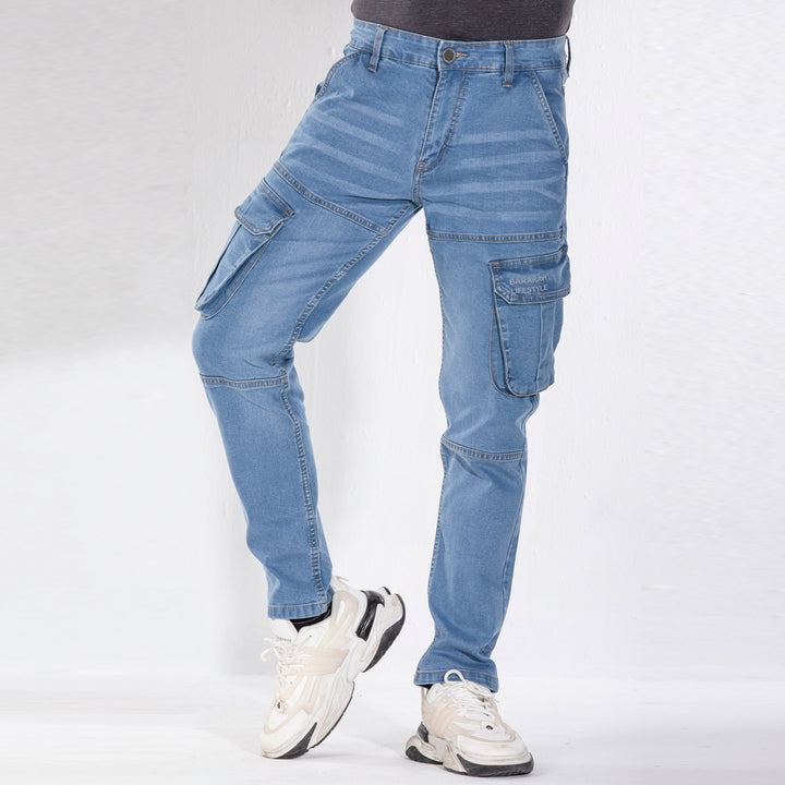 Mens Premium Denim Cargo - Light Blue