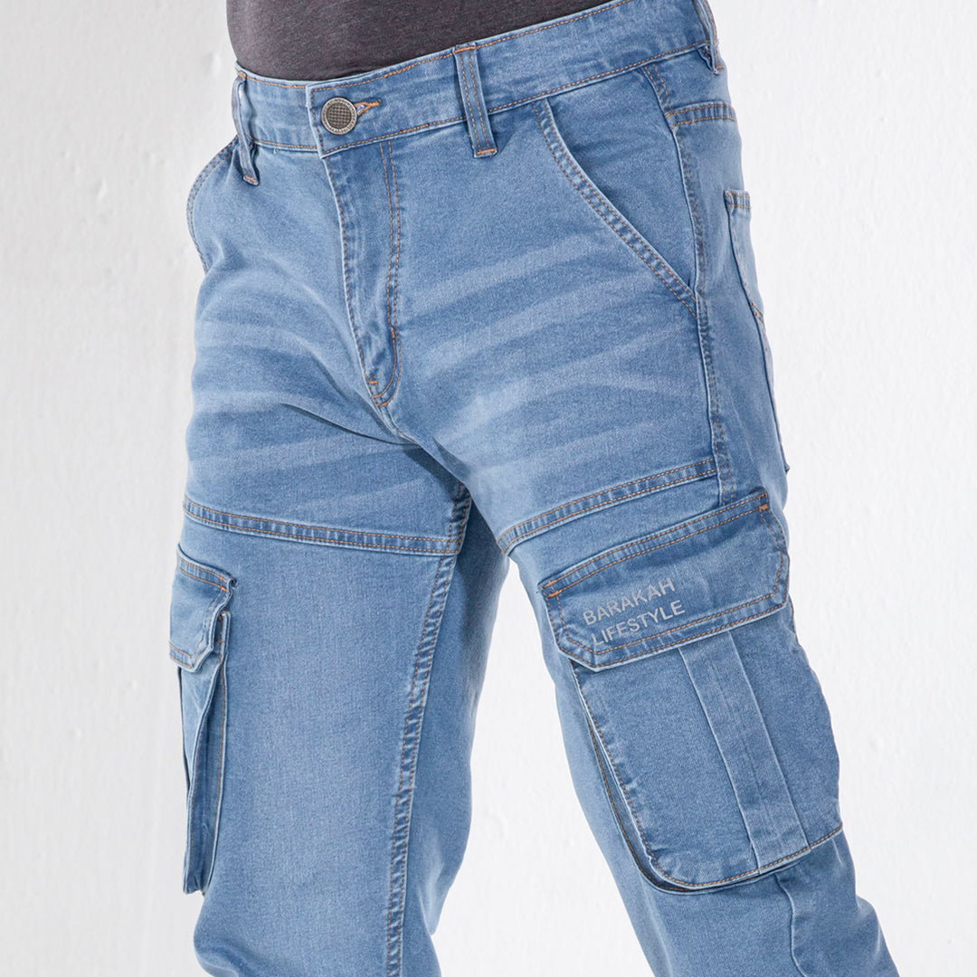 Mens Premium Denim Cargo - Light Blue