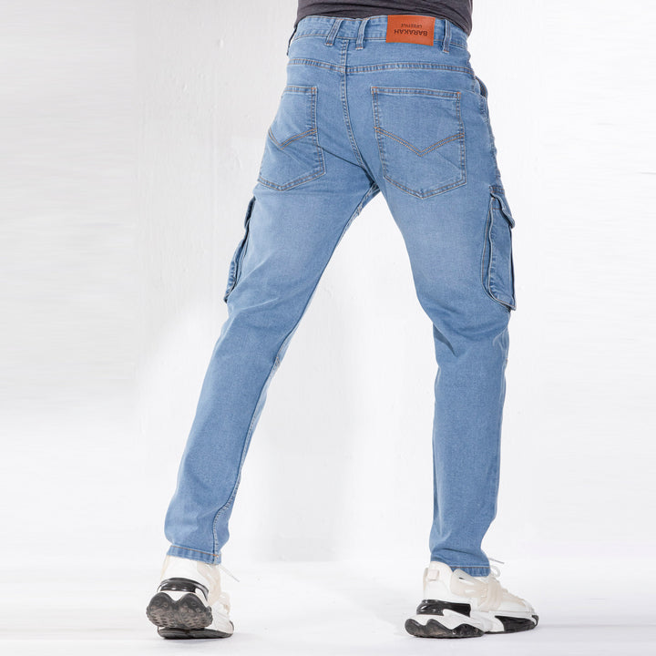 Mens Premium Denim Cargo - Light Blue