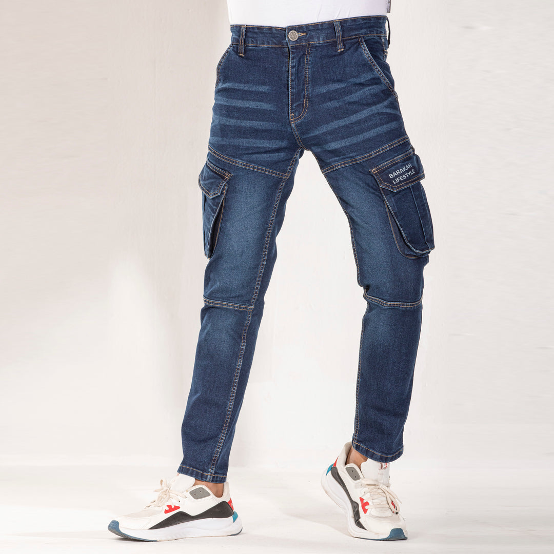 Mens Premium Denim Cargo - Dark Blue