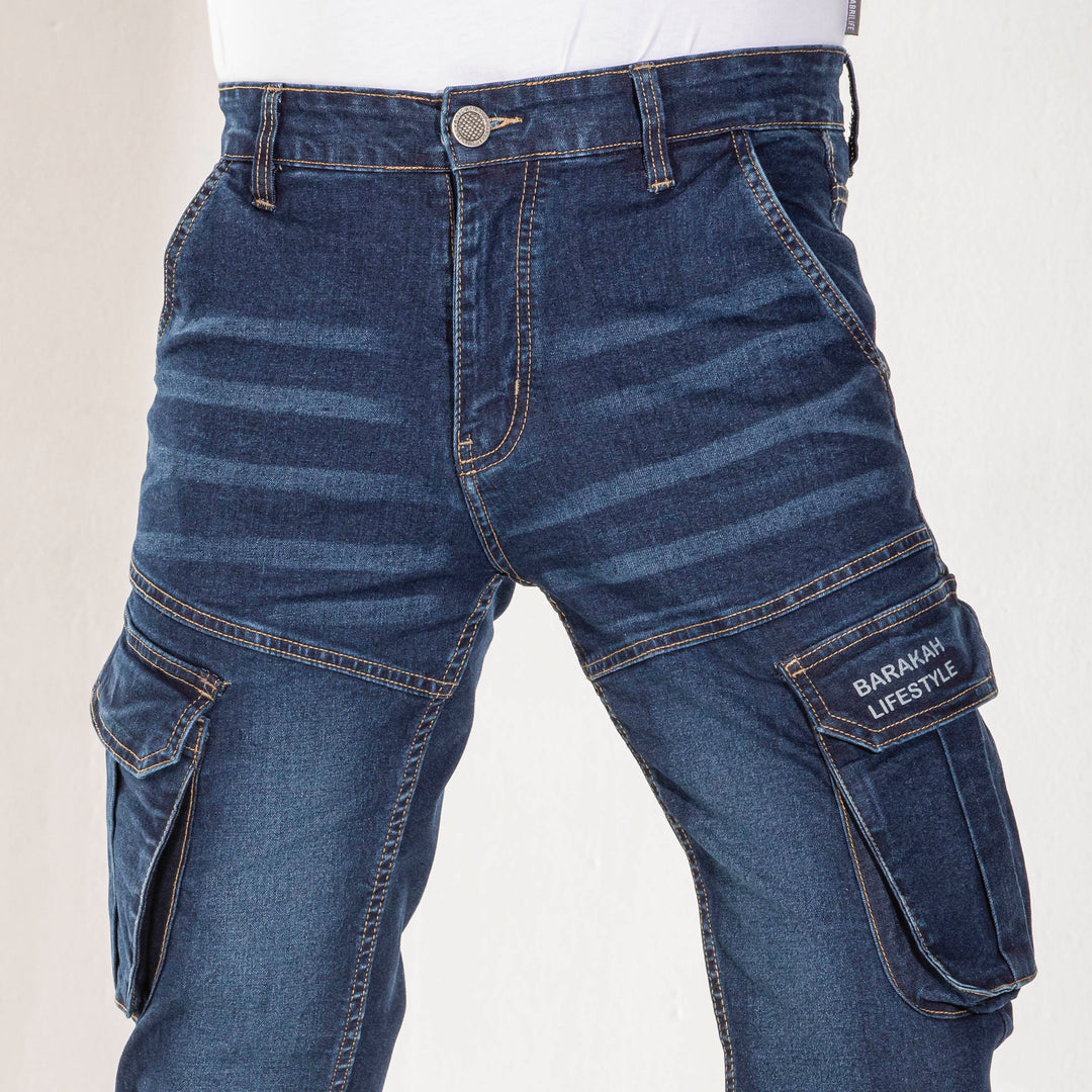 Mens Premium Denim Cargo - Dark Blue