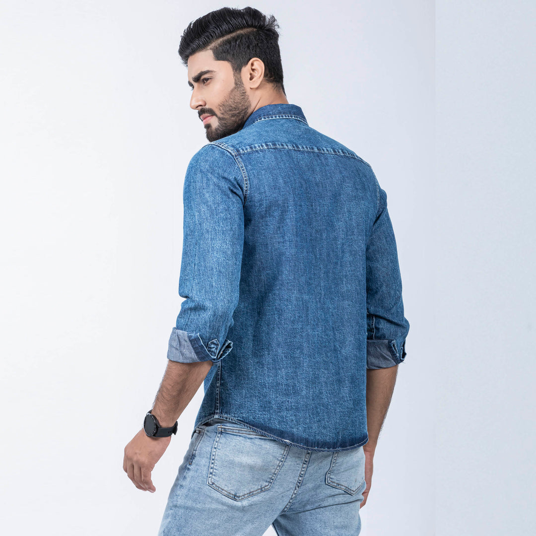 Mens Premium Denim Shirt - Blue