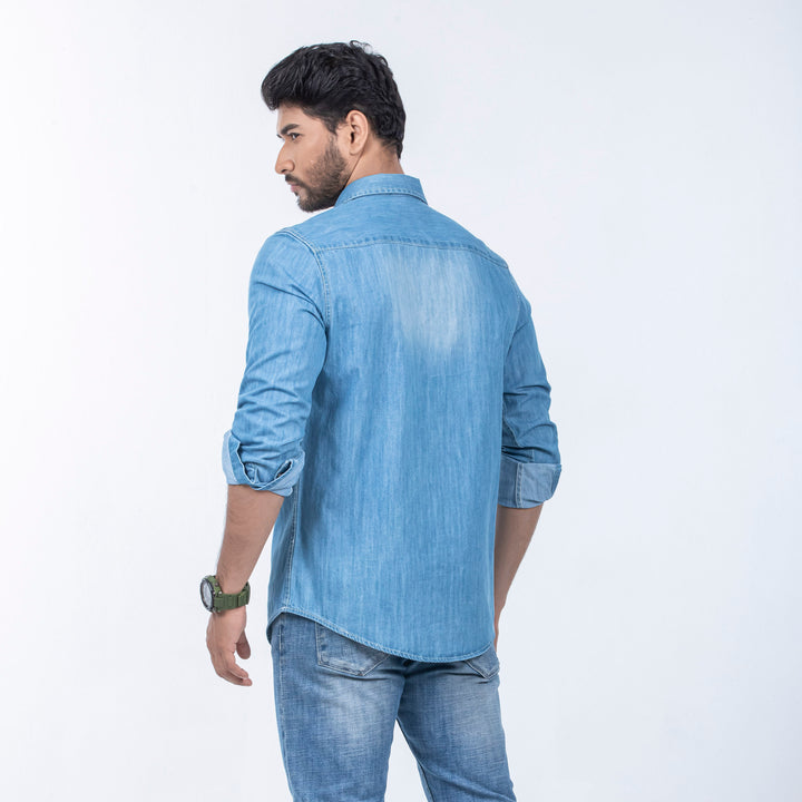 Mens Premium Denim Shirt - Light Blue